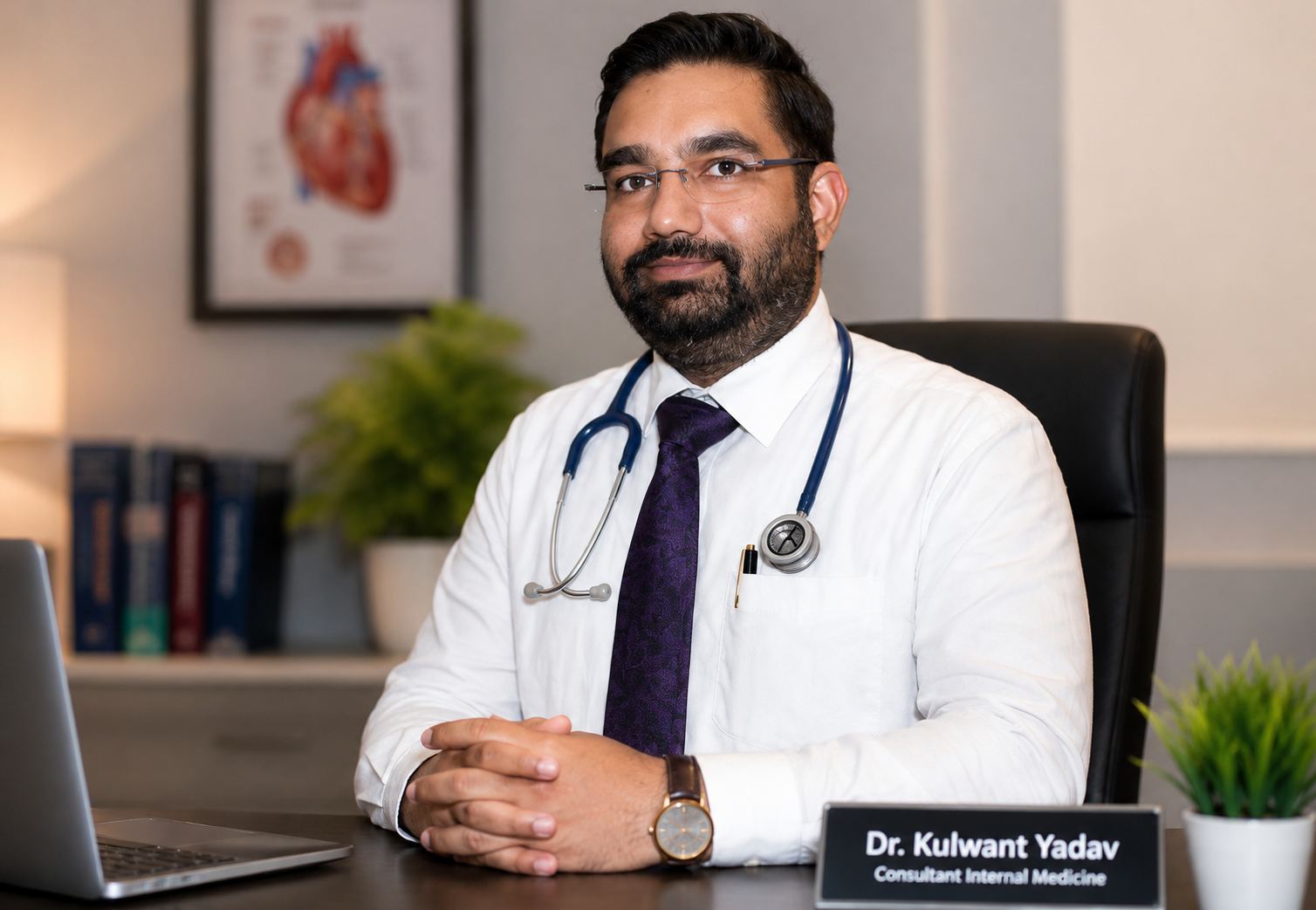 Dr. Kulwant Yadav in his consultation room